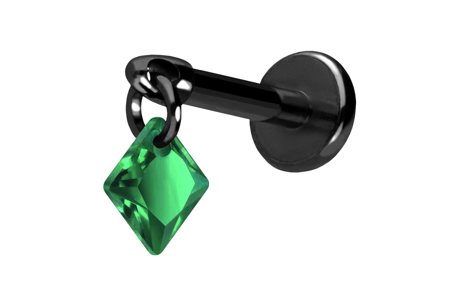 Titan Labret Piercing mit Push Fit KRISTALLQUADRAT